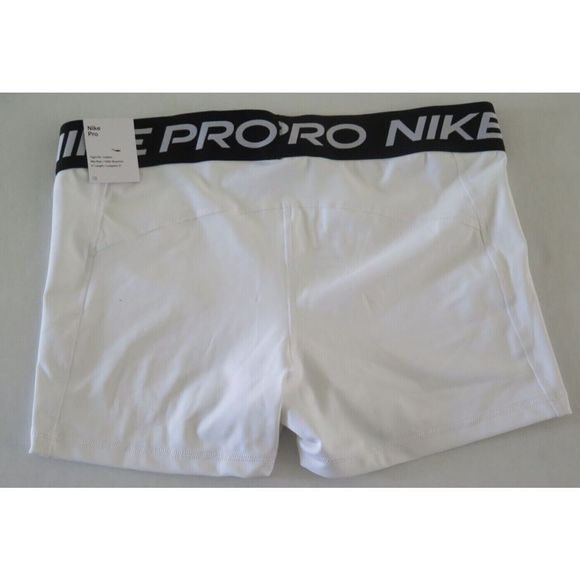 Nike Pro CZ9857 100 Women's Sz XL White/Black 3'' Training Compression Shorts - Picture 2 of 4